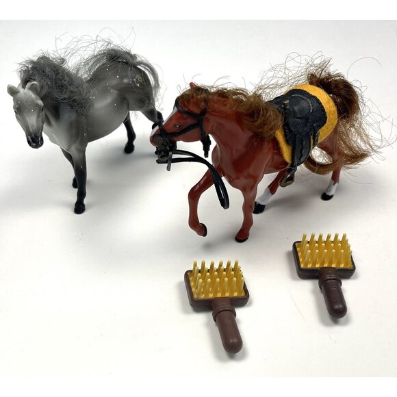 VTG 90s Lot 2 GRAND CHAMPION EMPIRE 3-4" Miniature Plastic Toy Horses w/ Brushes - Picture 1 of 3